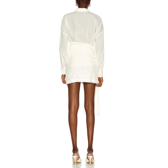 Atoir White Mini Shirt Dress SMALL Designer Wrap Draped Career Office $335 NEW - Picture 3 of 8